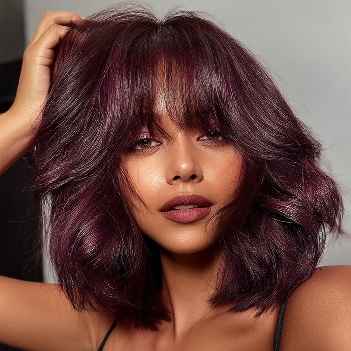 99J Color Curtain Bangs Pull Go Wavy Bob Pre Styled Short Glueless Wig 5 reviews Regular price $249.98 Sale price $149.9