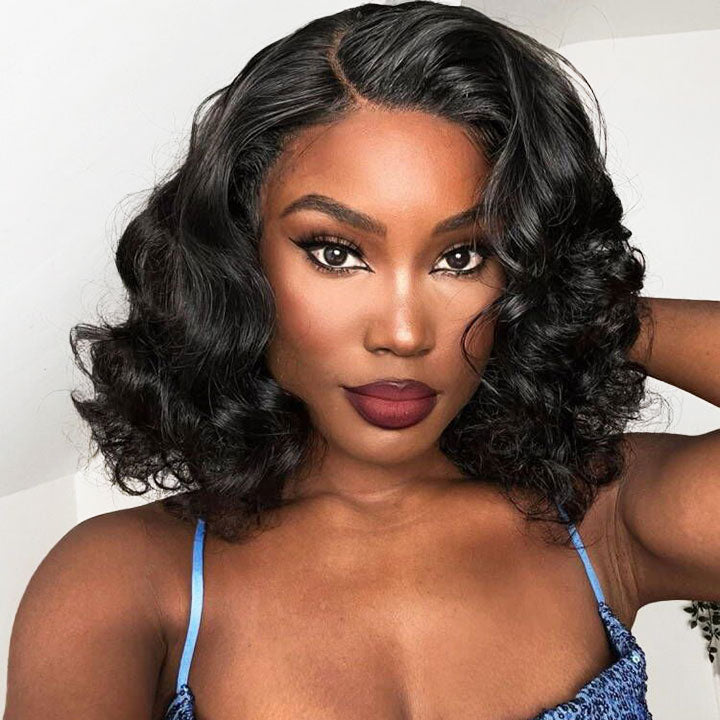 [Ready To Ship Only For US] 14" Wavy 13x5 Pre Cut Lace Bob Wig Glueless Human Hair Wig Flash Deal No reviews Regular pri