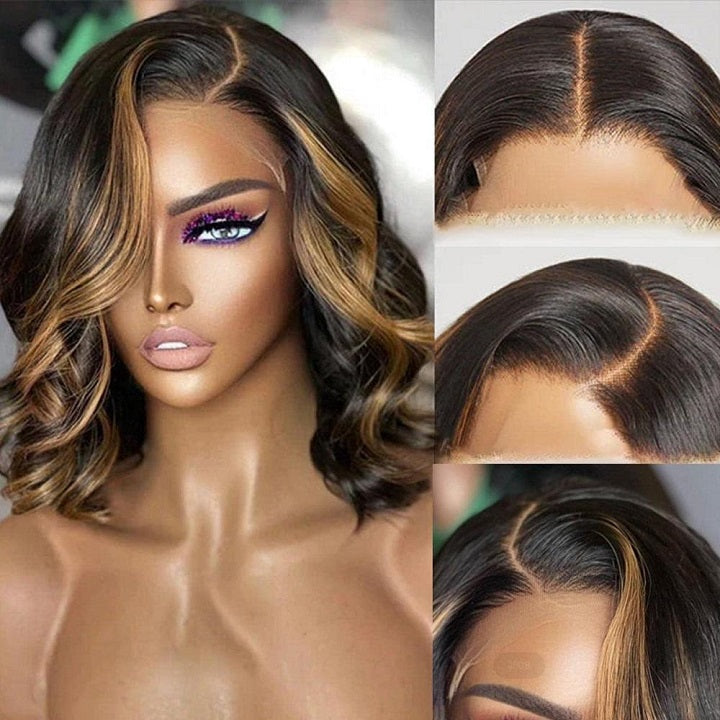 Highlight Honey Blonde Wavy Bob Wig Pre Cut 13x5/7x5 Lace Human Hair Glueless Wig No reviews Regular price $319.98 Sale