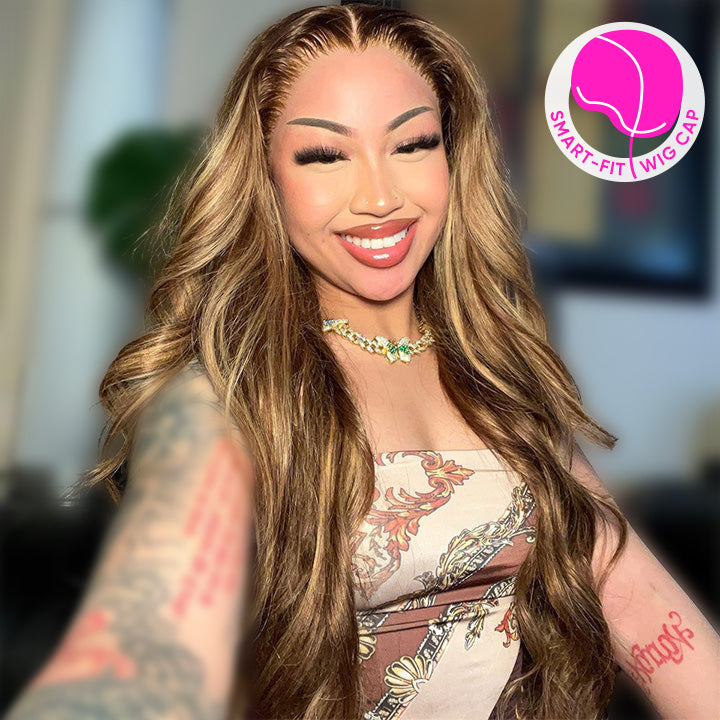 Smart-Fit Cap Pull Go Highlight Honey Blonde Wavy 13x4 Pre Cut Lace Front Glueless Wig 177 reviews Regular price $259.98